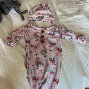 Caden lane newborn tie gown with matching hat